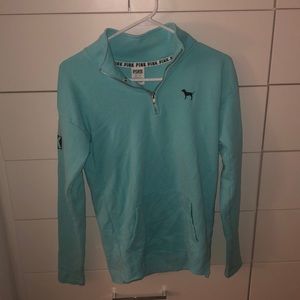 blue half zip sweatshirt